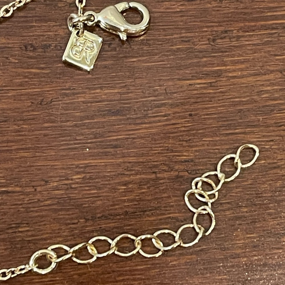 Banana republic Gold Pendant Necklace with Crystal Accents and oui charm - Picture 3 of 5